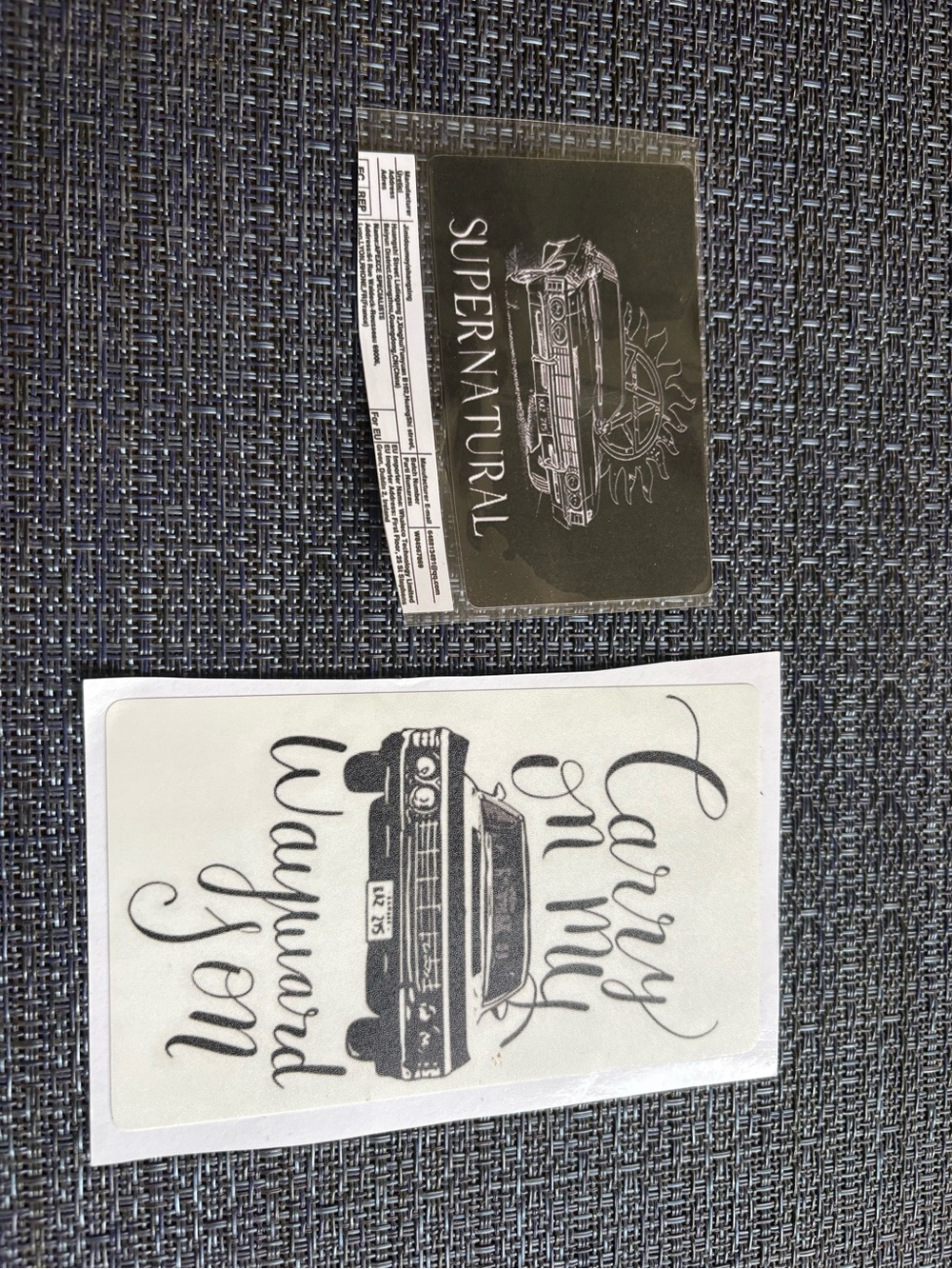 Supernatural "Carry On My Wayward Son" Black & White Sticker Set